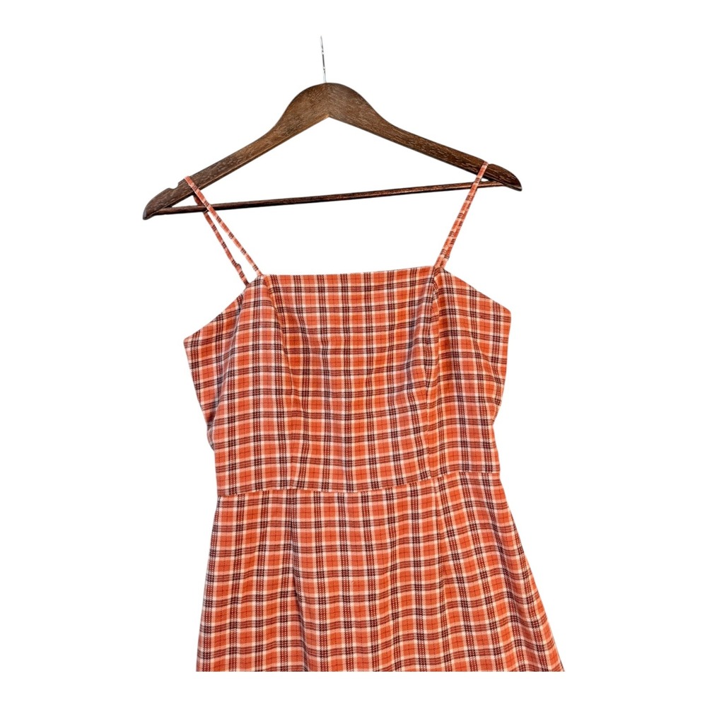 Aeropostale Womens Y2K Mini Dress S Orange‎ Plaid Preppy Retro Academia Fall - Picture 3 of 8